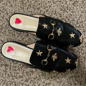 Gucci horsebit leather mules.